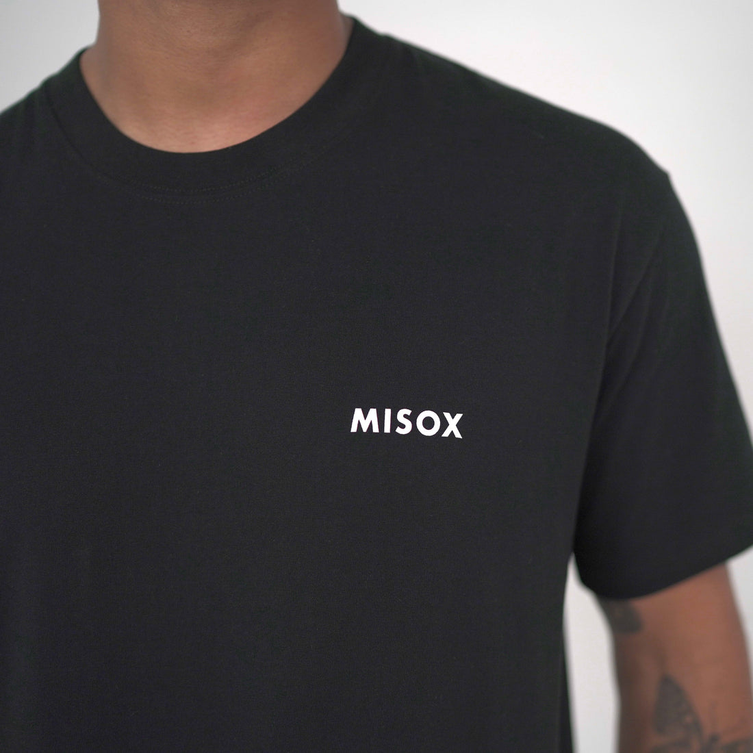 Misox Camiseta Básica de Algodón Hombre Negro